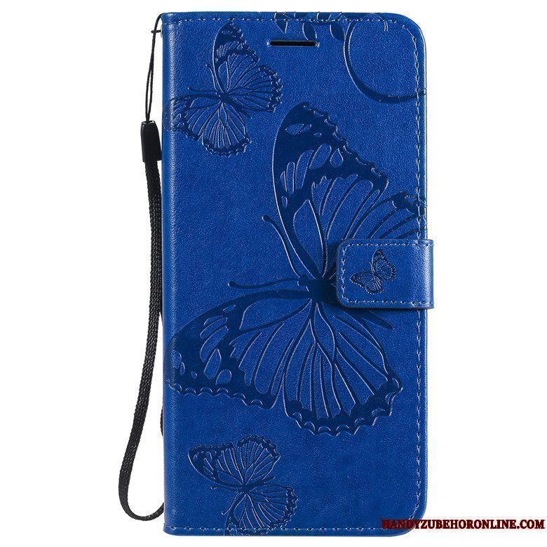 Etui Huawei P40 Lite E Beskyttelse Anti-fald Telefon, Cover Huawei P40 Lite E Folio Sommerfugl Blomster Blå