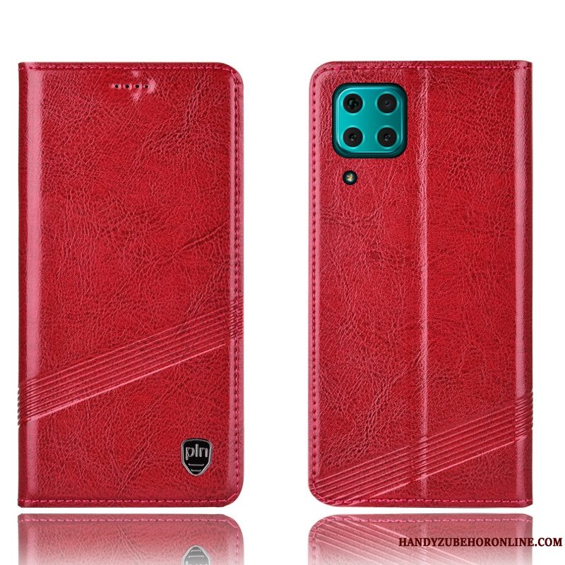 Etui Huawei P40 Lite Folio Anti-fald Telefon, Cover Huawei P40 Lite Læder Rød
