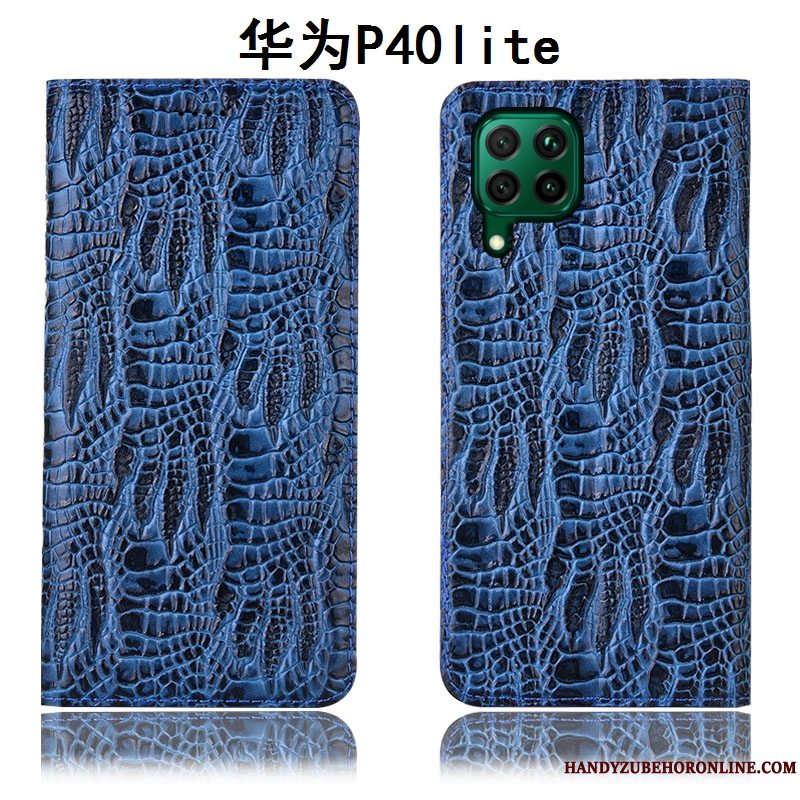 Etui Huawei P40 Lite Læder Telefonblå, Cover Huawei P40 Lite Tasker