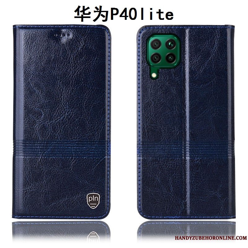 Etui Huawei P40 Lite Tasker Blå Anti-fald, Cover Huawei P40 Lite Læder Telefon
