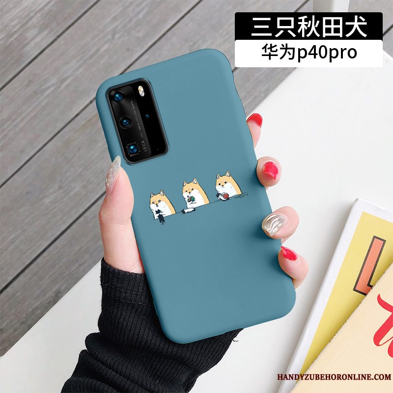 Etui Huawei P40 Pro Cartoon Grøn Hund, Cover Huawei P40 Pro Silikone Telefontrend