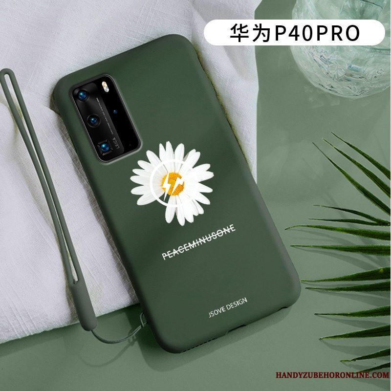 Etui Huawei P40 Pro Tasker Grøn Lille Sektion, Cover Huawei P40 Pro Beskyttelse Tusindfryd Anti-fald