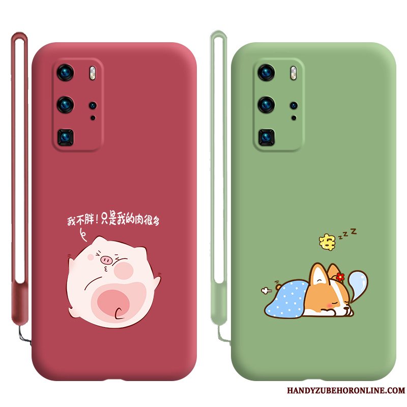 Etui Huawei P40 Silikone Anti-fald Af Personlighed, Cover Huawei P40 Tasker Smuk Net Red