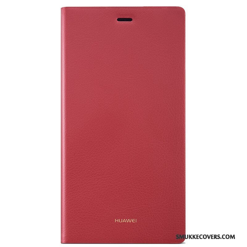 Etui Huawei P8 Læder Autentiske Telefon, Cover Huawei P8 Folio Rød Høj
