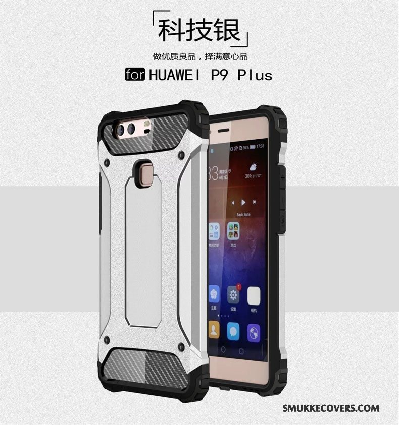 Etui Huawei P9 Metal Gasbag Anti-fald, Cover Huawei P9 Beskyttelse Tre Forsvar Sølv