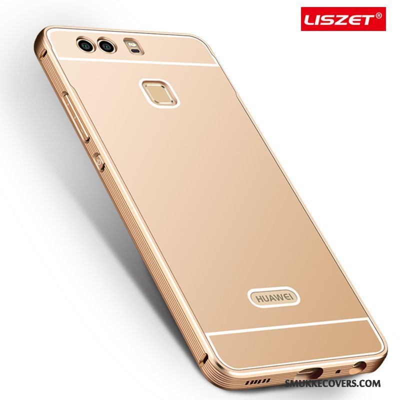 Etui Huawei P9 Metal Høj Hård, Cover Huawei P9 Beskyttelse Guld Ramme