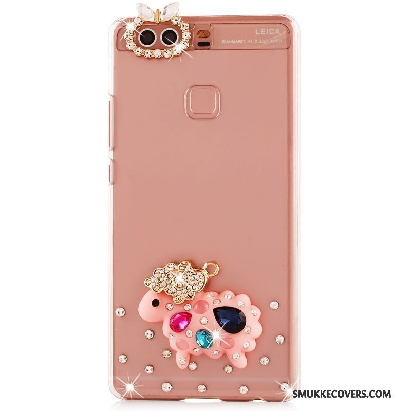 Etui Huawei P9 Plus Strass Hård Telefon, Cover Huawei P9 Plus Beskyttelse Lyserød Pu