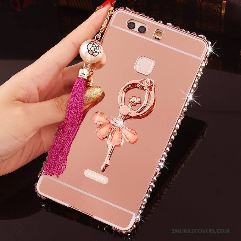 Etui Huawei P9 Plus Strass Lyserød Telefon, Cover Huawei P9 Plus Metal Ramme