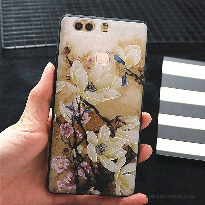 Etui Huawei P9 Plus Tasker Skærmbeskyttelse Gul, Cover Huawei P9 Plus Relief Telefonnubuck