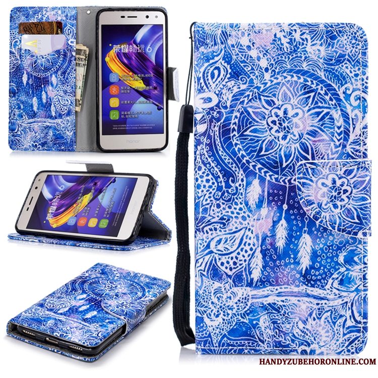 Etui Huawei Y5 2018 Læder Telefonblå, Cover Huawei Y5 2018 Tasker