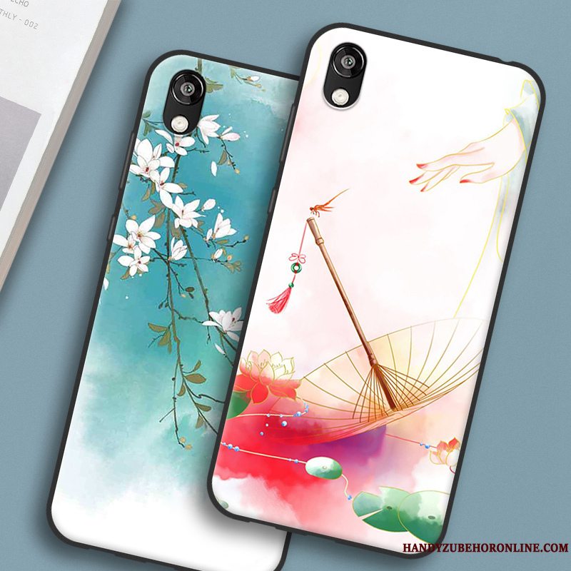 Etui Huawei Y5 2019 Blød Plomme Blomst Telefon, Cover Huawei Y5 2019 Silikone Simple Kinesisk Stil