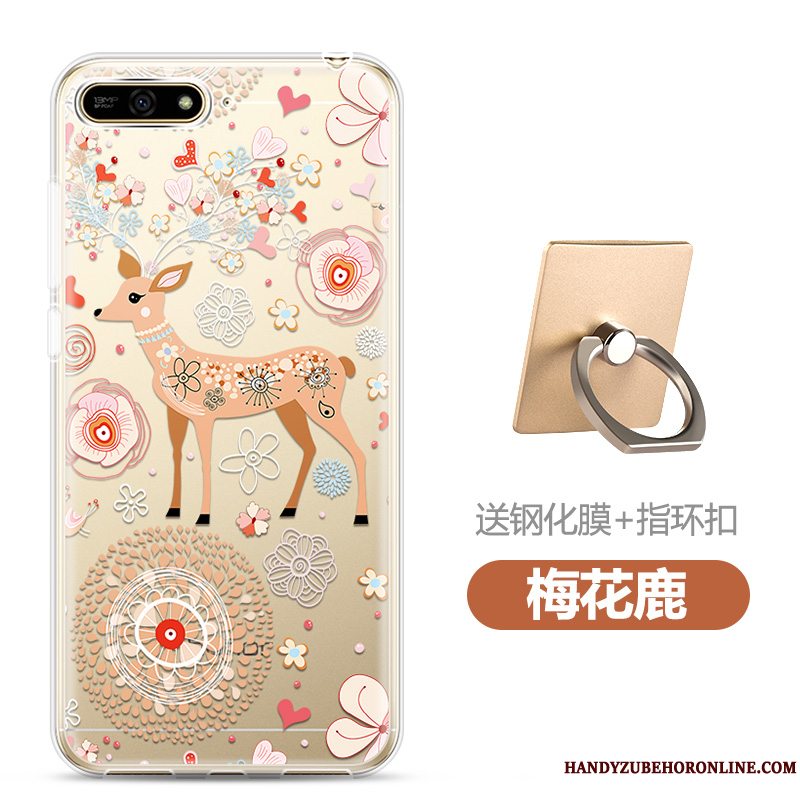 Etui Huawei Y6 2018 Cartoon Skærmbeskyttelse Gennemsigtig, Cover Huawei Y6 2018 Blød Hærdning