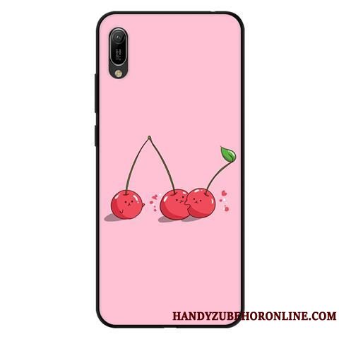 Etui Huawei Y6 2019 Blød Anti-fald Frisk, Cover Huawei Y6 2019 Beskyttelse Lyserød Sort