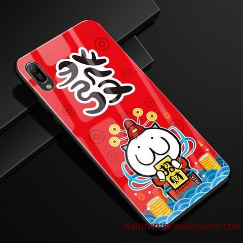 Etui Huawei Y6 2019 Cartoon Anti-fald Telefon, Cover Huawei Y6 2019 Beskyttelse Glas Rød