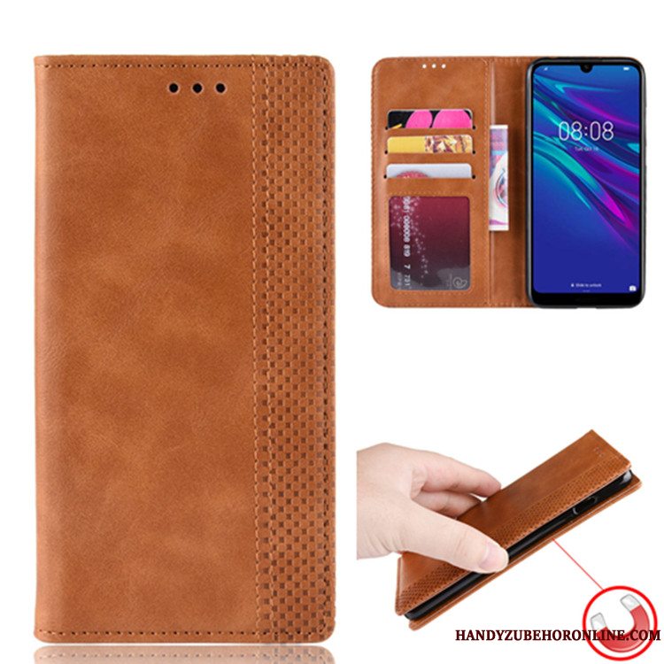 Etui Huawei Y6 2019 Tegnebog Magnetisk Telefon, Cover Huawei Y6 2019 Læder