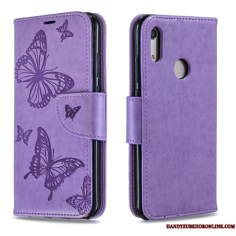 Etui Huawei Y6s Relief Sommerfugle Telefon, Cover Huawei Y6s Beskyttelse Hængende Ornamenter Lilla