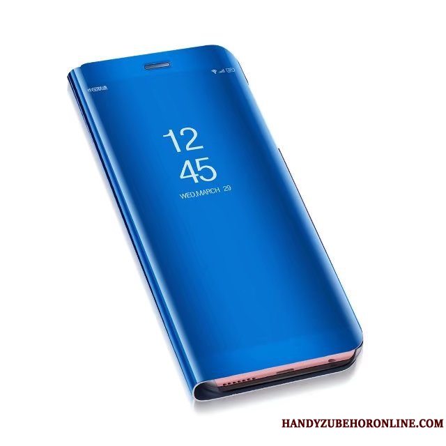 Etui Huawei Y7 2018 Beskyttelse Blå Telefon, Cover Huawei Y7 2018 Læder Spejl