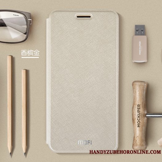 Etui Huawei Y7 2018 Folio Guld Simple, Cover Huawei Y7 2018 Beskyttelse Anti-fald Telefon