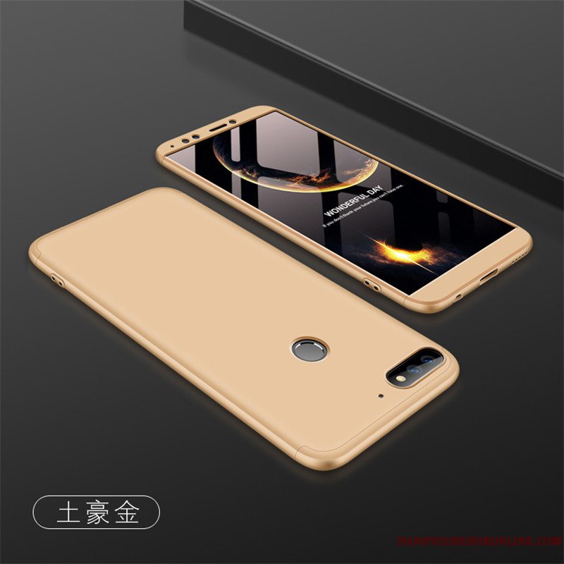 Etui Huawei Y7 2018 Tasker Anti-fald Guld, Cover Huawei Y7 2018 Beskyttelse Nubuck Telefon