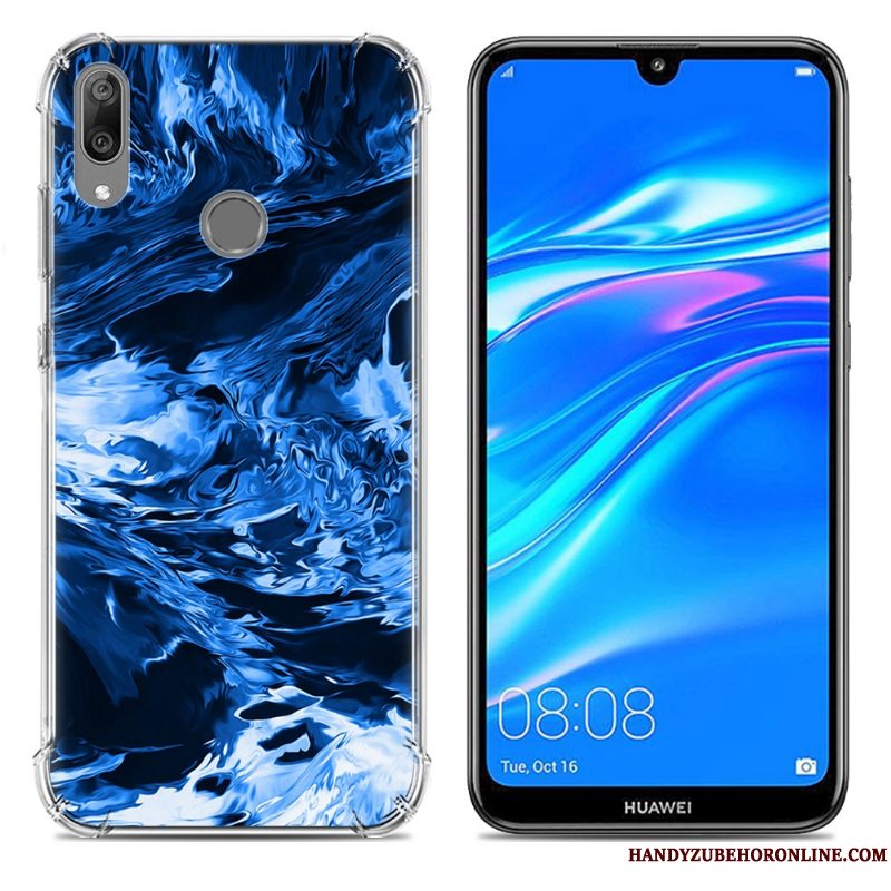 Etui Huawei Y7 2019 Blød Trend Gasbag, Cover Huawei Y7 2019 Silikone Anti-fald Blå