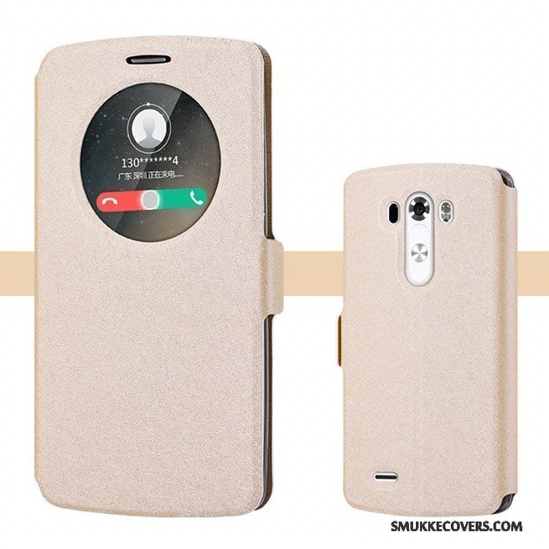 Etui Lg G3 Læder Guld Trend, Cover Lg G3 Beskyttelse Telefon