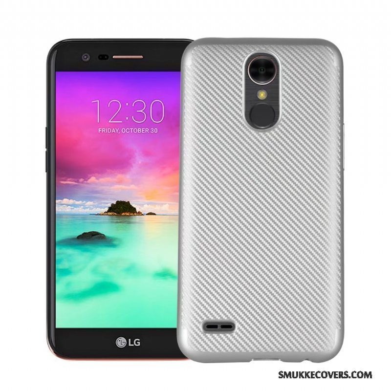 Etui Lg K10 2017 Blød Sølv Fiber, Cover Lg K10 2017 Beskyttelse Telefon