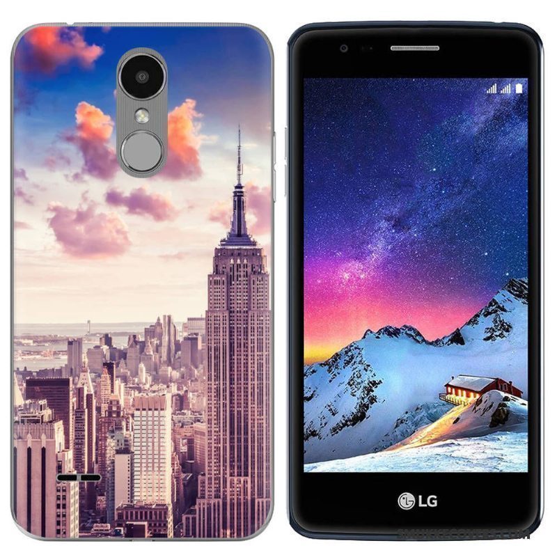 Etui Lg K8 2017 Blød Hvid Europa, Cover Lg K8 2017 Silikone Lilla Scenery