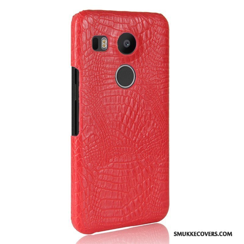 Etui Lg Nexus 5x Læder Rød Krokodille Mønster, Cover Lg Nexus 5x Beskyttelse Telefonbusiness