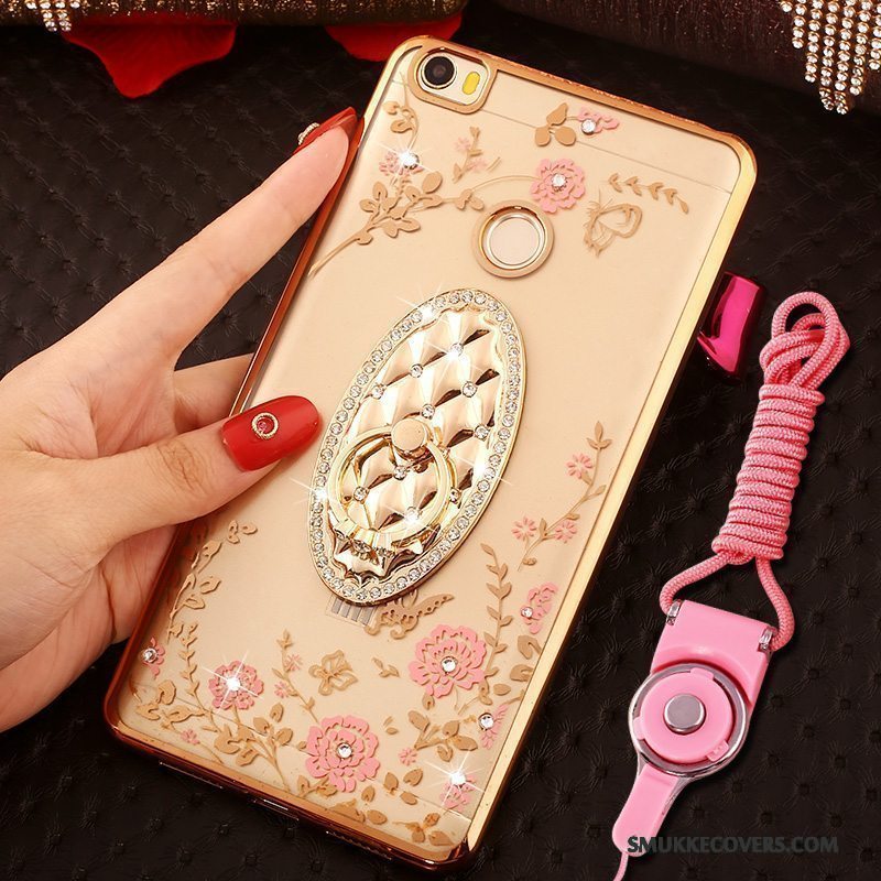 Etui Mi Max 2 Silikone Guld Telefon, Cover Mi Max 2 Tasker Ring Anti-fald