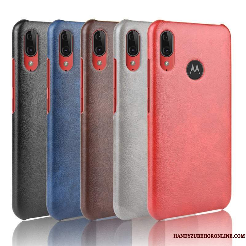 Etui Moto E6 Plus Læder Kvalitet Rød, Cover Moto E6 Plus Beskyttelse