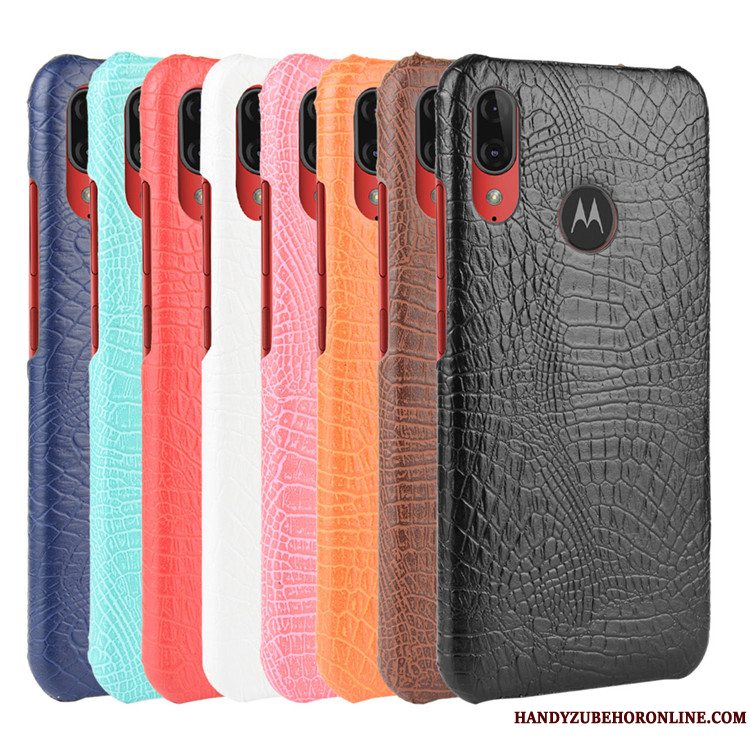 Etui Moto E6 Plus Læder Trend Sort, Cover Moto E6 Plus Beskyttelse Hård Krokodille Mønster