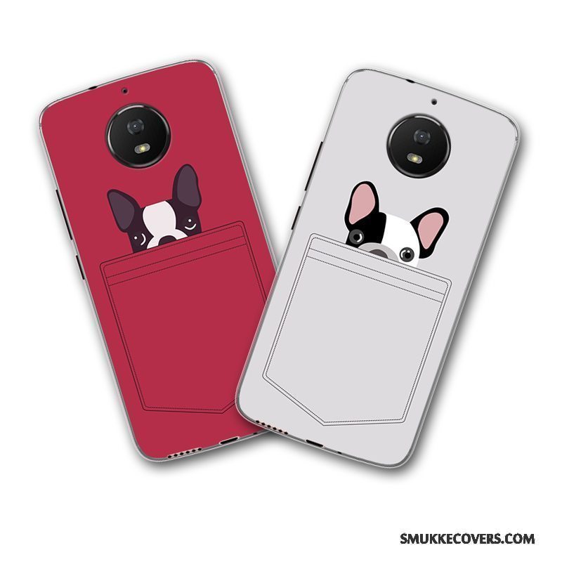 Etui Moto G5 Plus Silikone Grå Rød, Cover Moto G5 Plus Blød Anti-fald Telefon