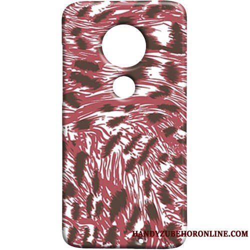 Etui Moto G7 Beskyttelse Hård Rød, Cover Moto G7 Leopard Af Personlighed