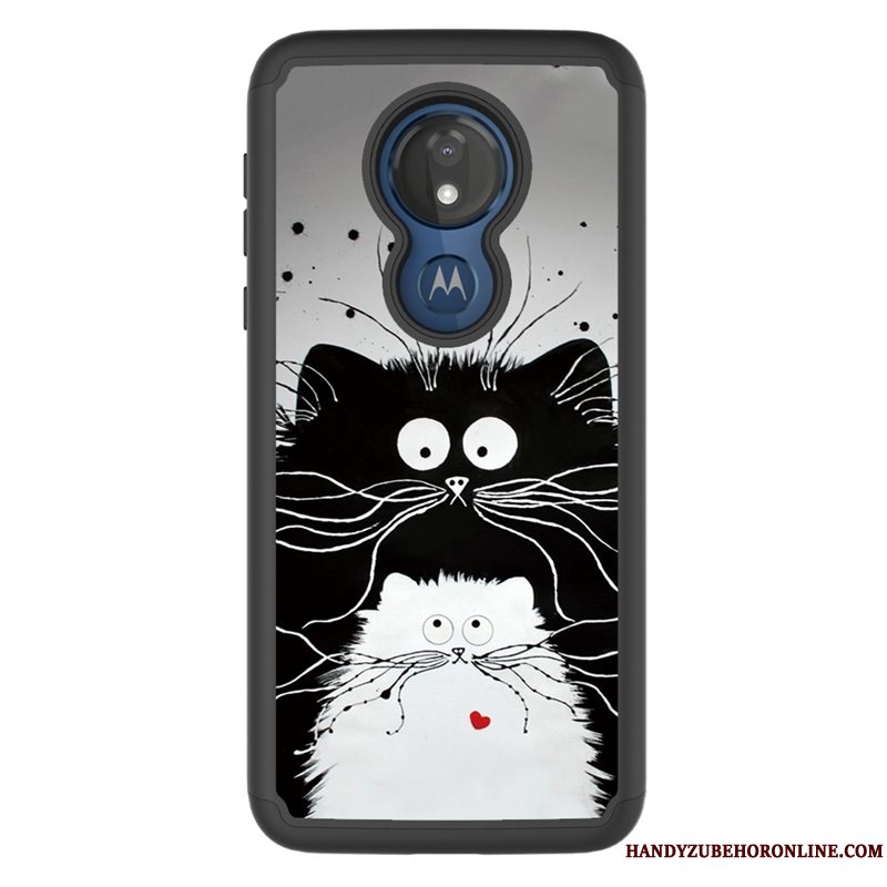 Etui Moto G7 Power Malet Klud Mønster, Cover Moto G7 Power Cartoon Anti-fald Sort