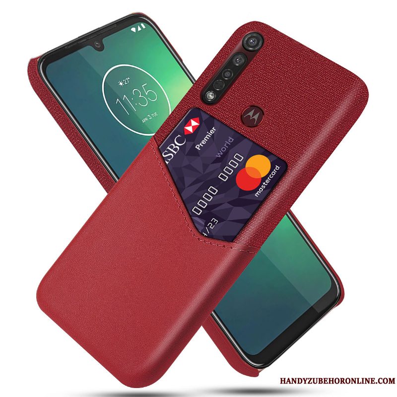 Etui Moto G8 Plus Beskyttelse Mønster Business, Cover Moto G8 Plus Læder Klud Telefon