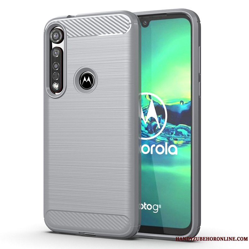 Etui Moto G8 Plus Blød Silke Mønster, Cover Moto G8 Plus Beskyttelse Grå Simple