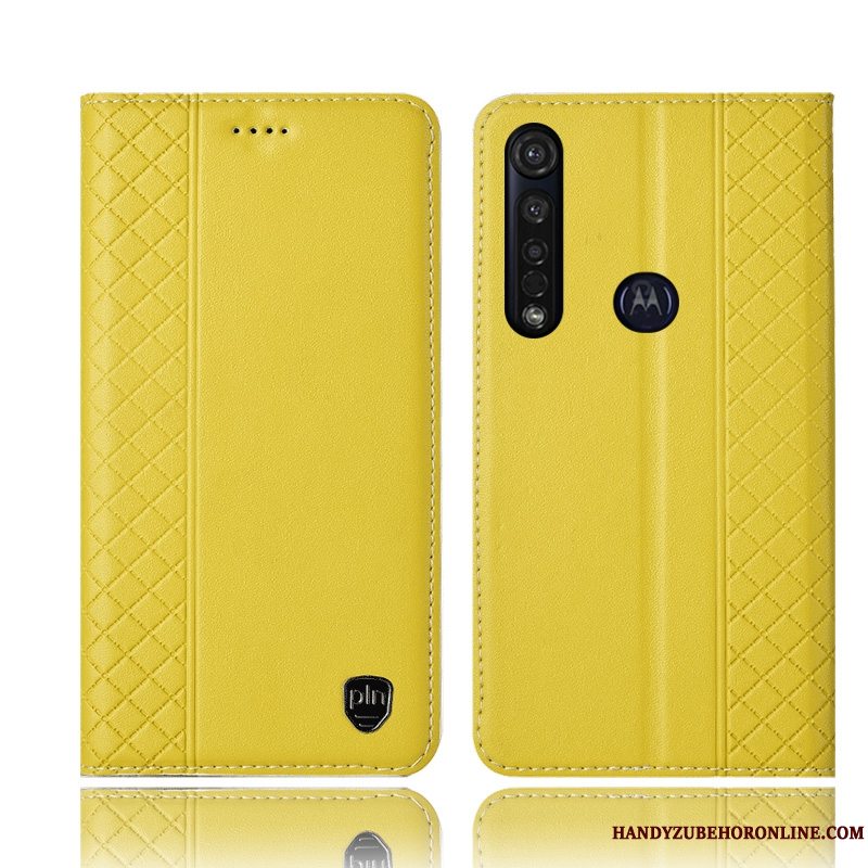 Etui Moto G8 Plus Tasker Telefonanti-fald, Cover Moto G8 Plus Læder Gul