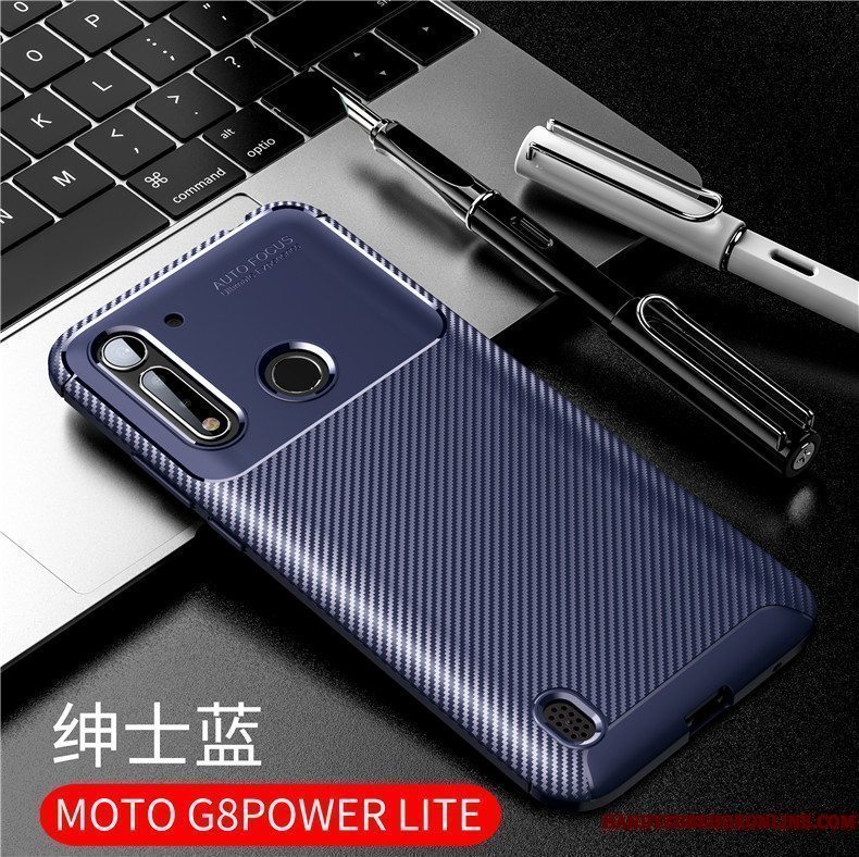Etui Moto G8 Power Lite Silikone Trendy Blå, Cover Moto G8 Power Lite Blød Telefonny