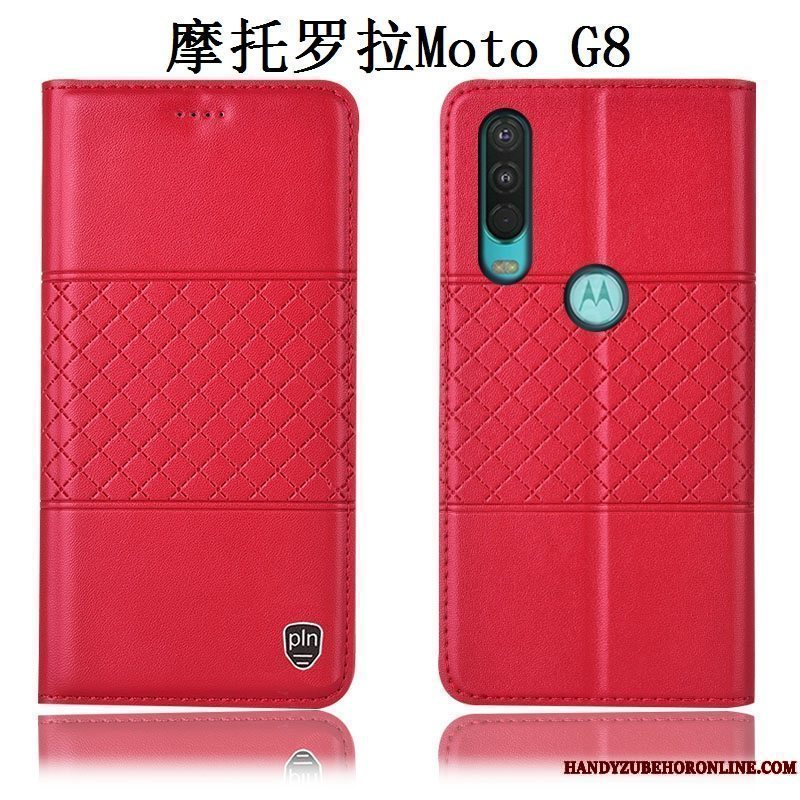 Etui Moto G8 Tasker Anti-fald Rød, Cover Moto G8 Beskyttelse Telefon