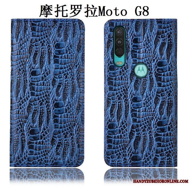 Etui Moto G8 Tasker Anti-fald Telefon, Cover Moto G8 Beskyttelse Blå
