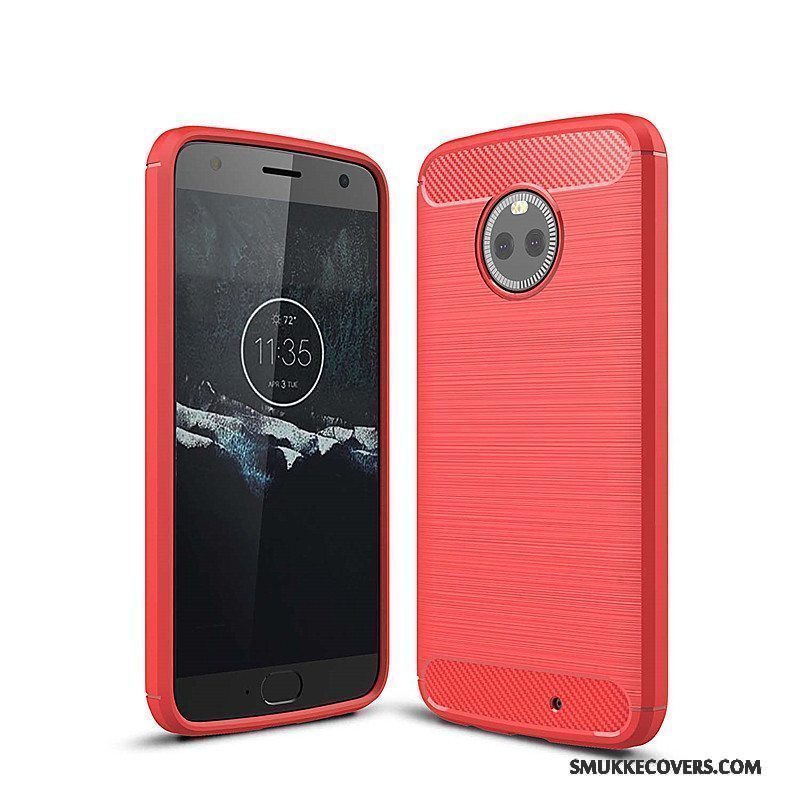 Etui Moto X4 Blød Rød Fiber, Cover Moto X4 Tasker Anti-fald