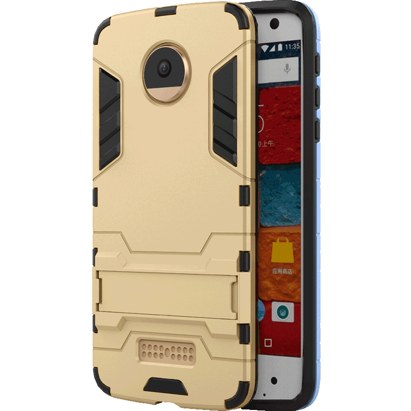 Etui Moto Z Support Guld Telefon, Cover Moto Z Beskyttelse Anti-fald