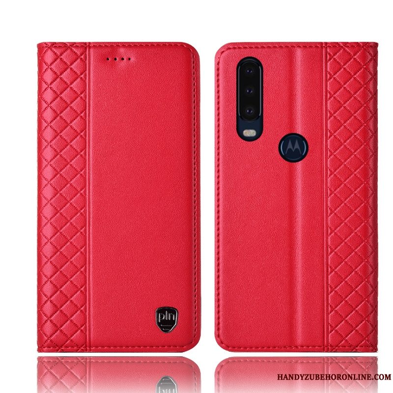 Etui Motorola One Action Beskyttelse Anti-fald Telefon, Cover Motorola One Action Læder Rød