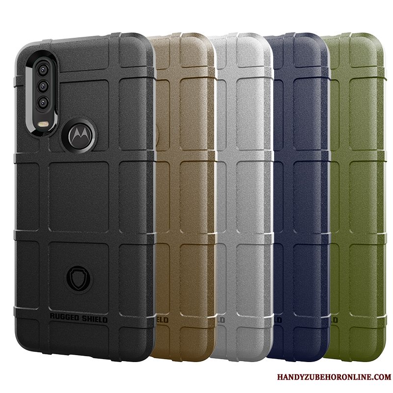 Etui Motorola One Action Blød Anti-fald Pu, Cover Motorola One Action Tasker Sort Telefon