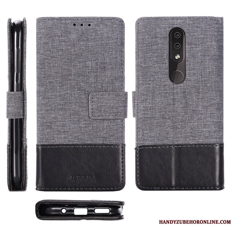 Etui Nokia 4.2 Læder Mønster Anti-fald, Cover Nokia 4.2 Folio Sort Klud