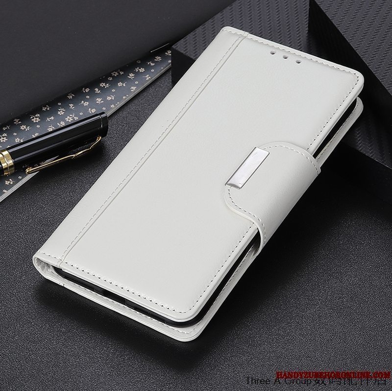 Etui Nokia 5.3 Vintage Business Hvid, Cover Nokia 5.3 Folio Anti-fald Kort