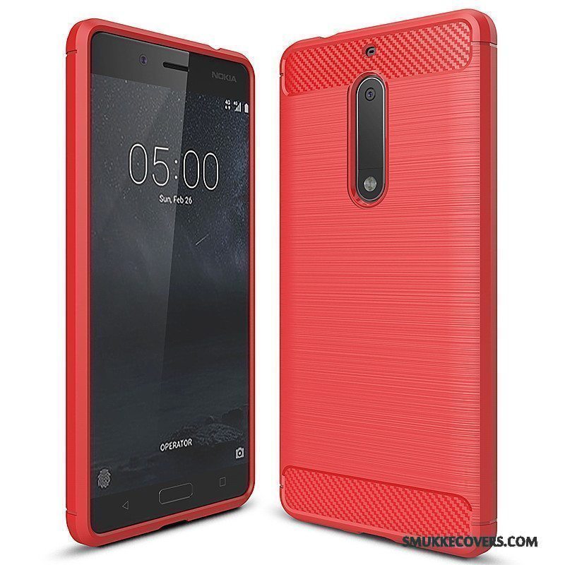 Etui Nokia 5 Beskyttelse Telefonfiber, Cover Nokia 5 Blød Rød