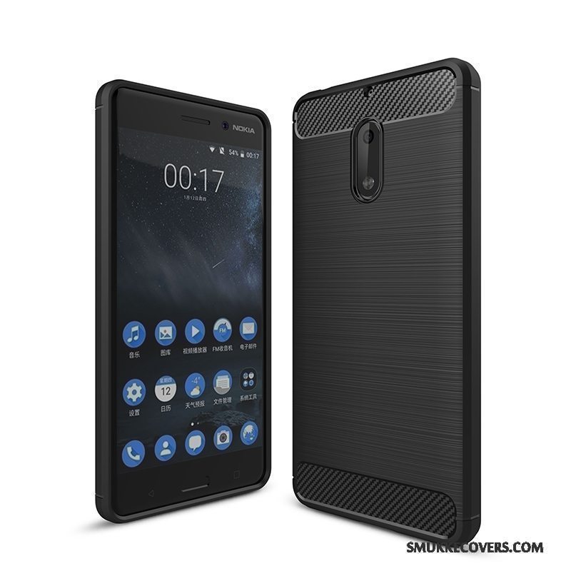 Etui Nokia 5 Tasker Sort Telefon, Cover Nokia 5 Silikone Anti-fald Nubuck