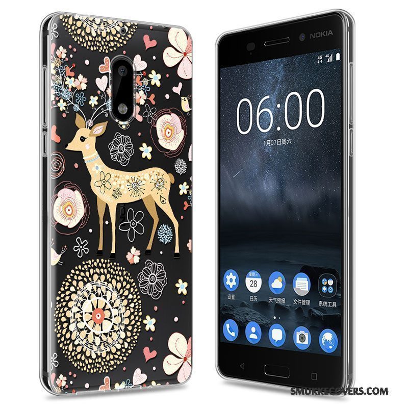 Etui Nokia 6 Farve Telefontynd, Cover Nokia 6 Blød Lyserød Gennemsigtig