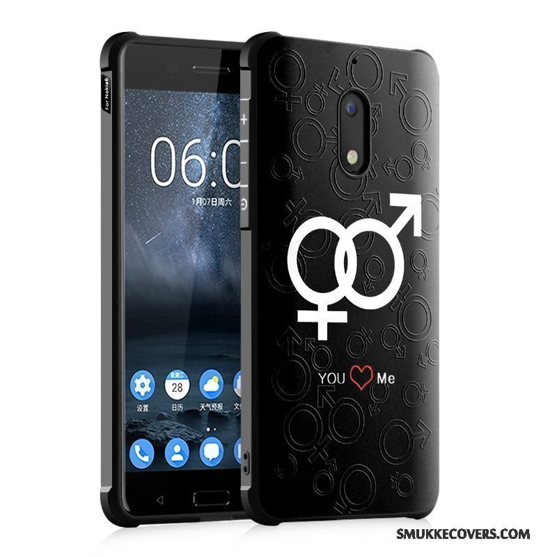 Etui Nokia 6 Silikone Telefonsort, Cover Nokia 6 Beskyttelse Anti-fald Trend